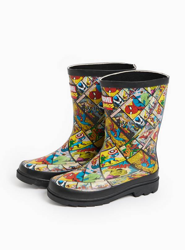 Disney Marvel Comic Strip Print Rubber Wellies 12 Infant